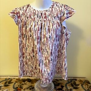 SHEIN Pink and White Patterned Blouse